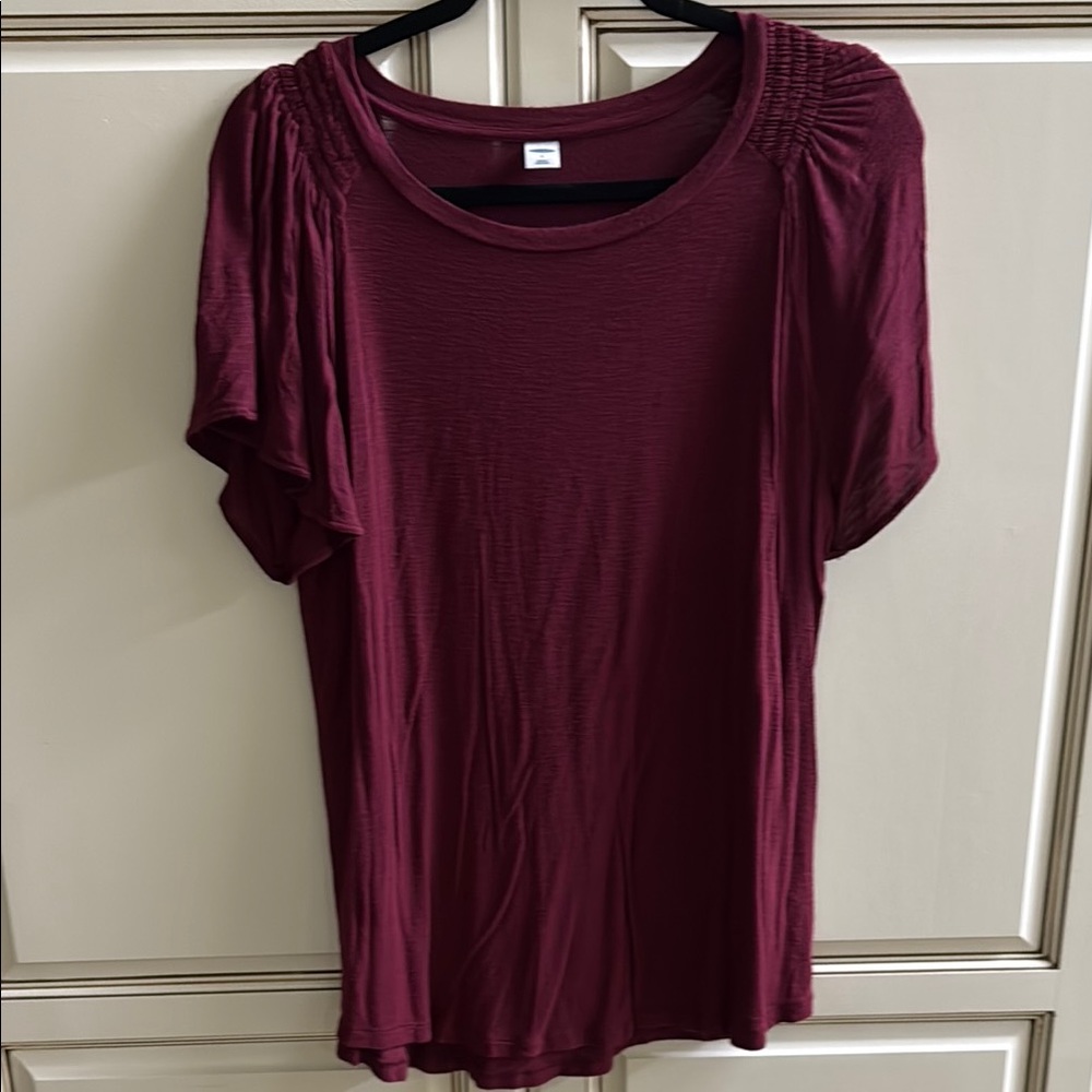 Old Navy Red Ruched Short Sleeve Tee